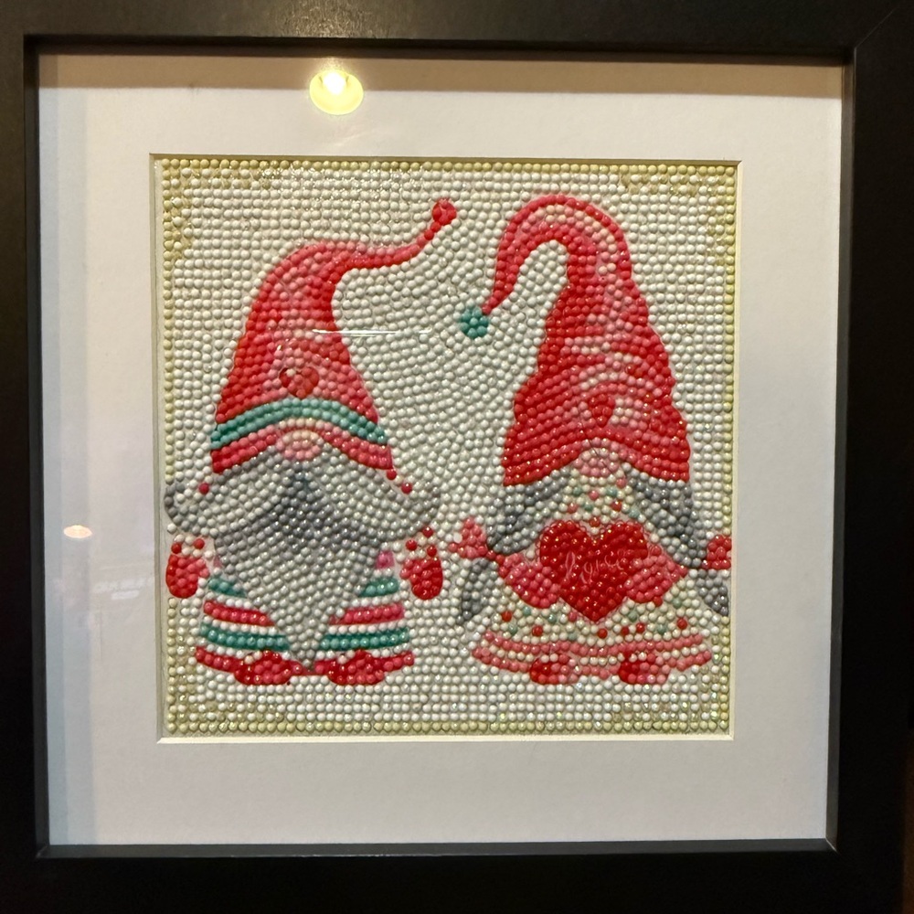 Completed and Framed Festive Gnome Diamond Art